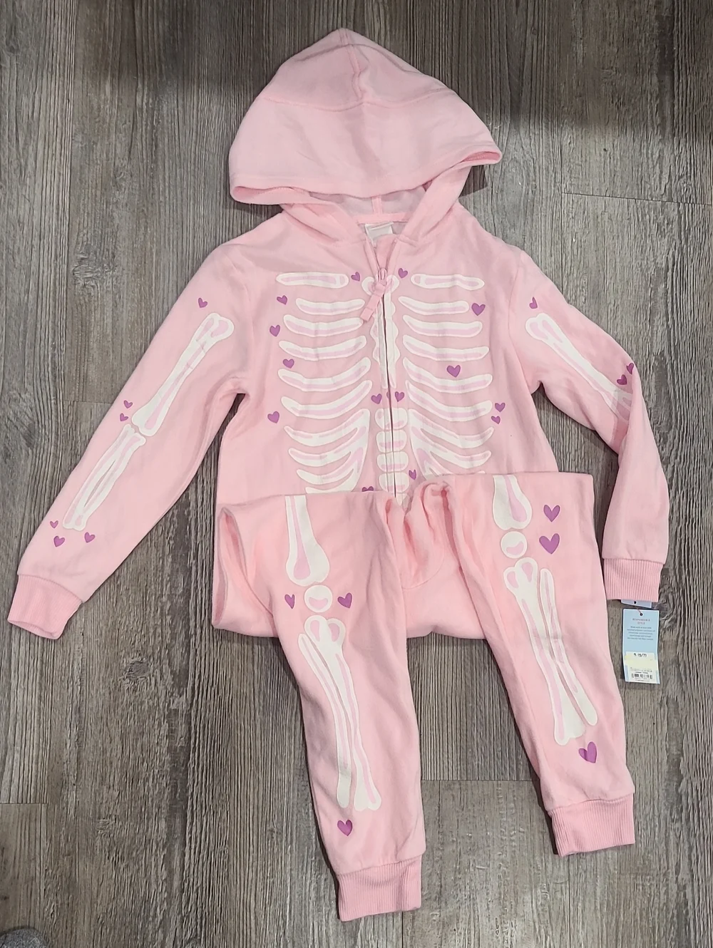 Cat & Jack Halloween Skeleton Union Suit Glow In The Dark - Pink Size Small 6/7